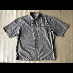 Columbia Mens Size XXL Grey Short Sleeve Button Front Camp Shirt Cotton